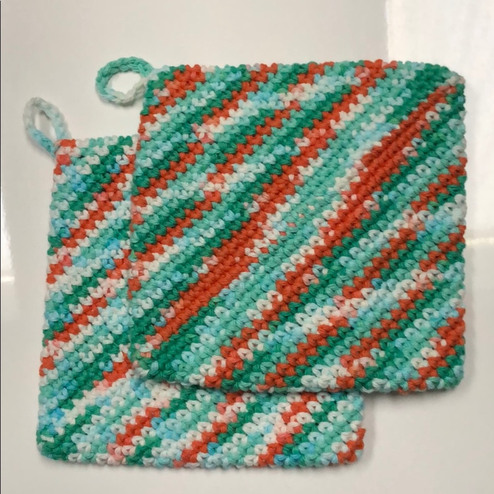 Cotton crochet potholders set of 2 handmade